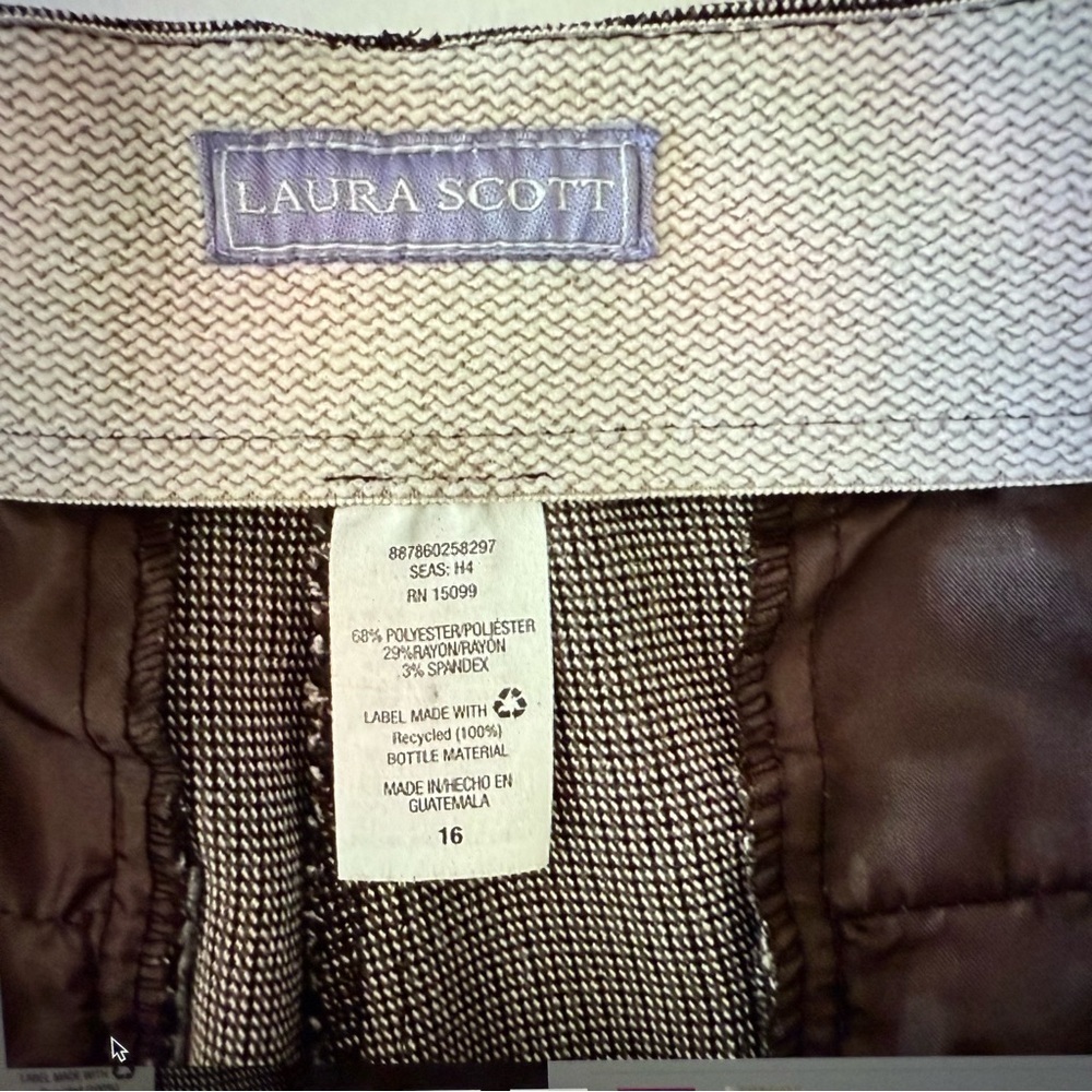 Laura Ashley women’s light brown, trouser pants herringbone plaid size 16 - Picture 4 of 5